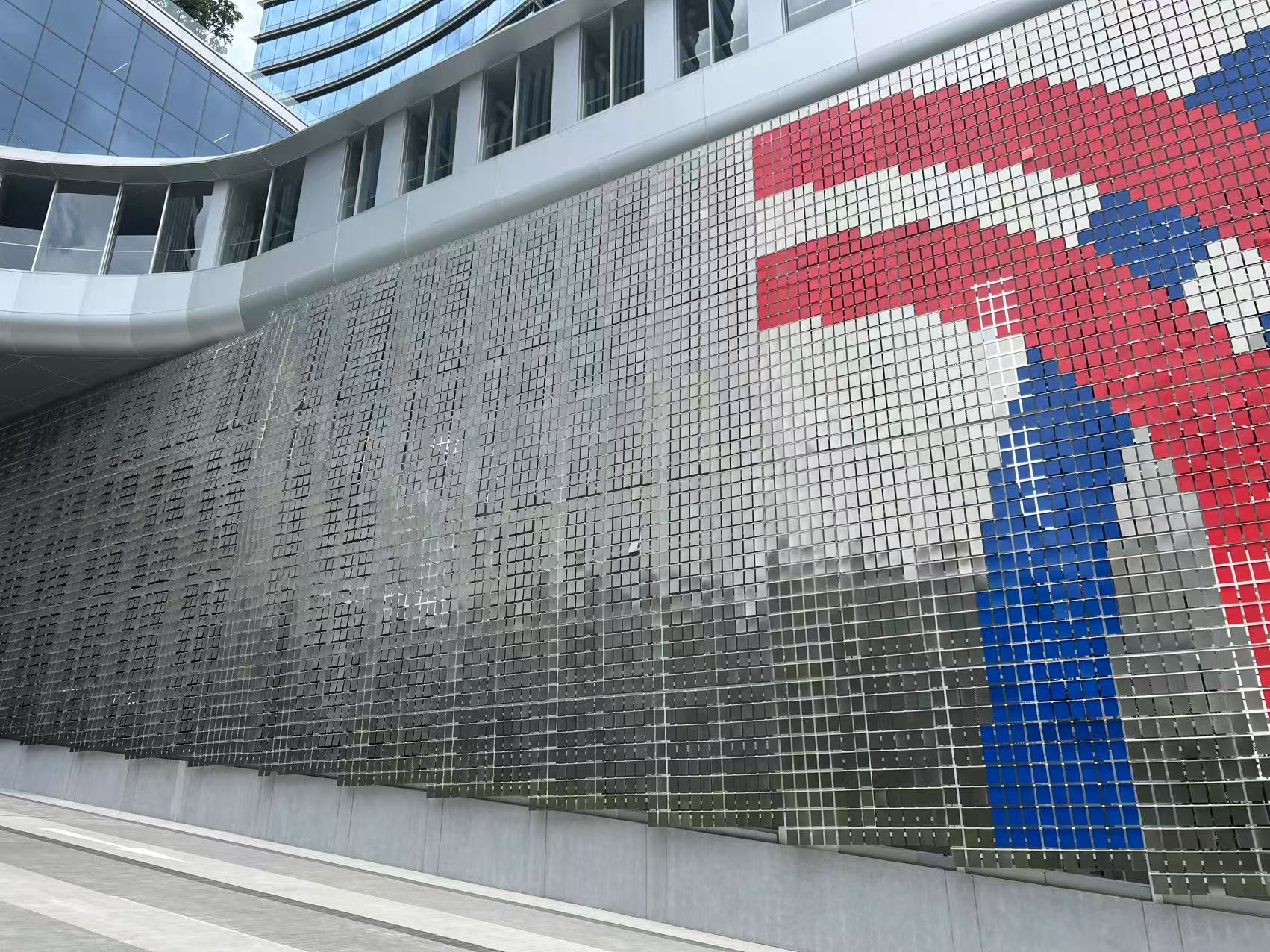 Angled view of Bangkok Mochit Complex kinetic facade panels